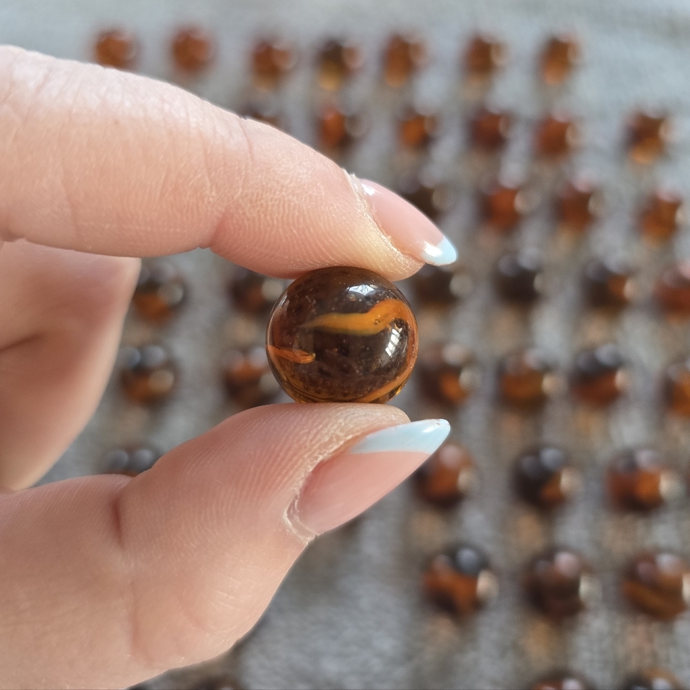 Vintage Translucent Amber Glass Marbles Lot – Root Beer – Mid-Century